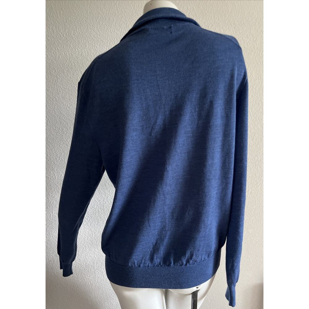 Polo Ralph Lauren Merino Wool Quarter Zip Sweater Heathered Blue M Italian Yarn - Picture 4 of 16